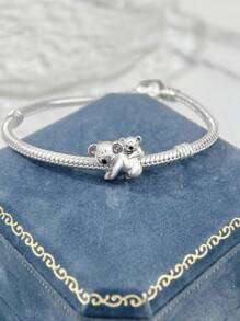 Stylever 1pc Cute Koala DIY Charm Beads Pendant s925 Sterling Silver Cubic Zirconia Creative Bracelet Bangle & Necklace Accessories Ladies Jewelry For Women Fine Jewelry Making Gift For Girls - Silver - View 2