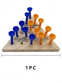 1 件木制三角钉游戏三角木制棋盘游戏家庭棋盘游戏木制策略玩具旅行游戏趣味拼图适合青少年和成人 - 彩色 - 查看 7