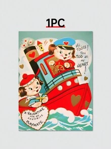 1入心形情人節復古房間裝飾品,海事狗的愛情故事,情侶房間墻藝術,無框帆布印刷物,復古農舍牆飾,適用於她/他,節日禮物。 - 彩色 - 查看 4