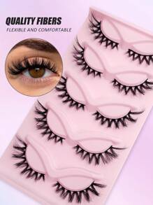 Asiteo 5 Pairs Cat Eye Lashes 3D Faux Mink Eyelashes  Winged End Eye Elongated Eyelashes Manga Fake Lashes Soft Natural Long Full Strip Lashes - 眼尾拉長款 - 查看 3