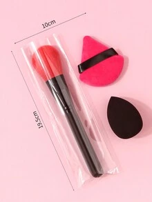 3支装高档黑色木柄散粉刷，刷毛柔软，适用于腮红、定妆和修容；另配粉色水滴形美妆蛋，用于上粉底；化妆刷套装；化妆刷组合；全套化妆工具；化妆刷套装；化妆礼盒 - 黑色 - 查看 8