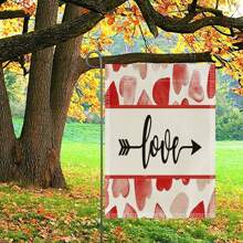 1pc Valentine'S Day Garden Flag With Cupid'S Arrow & Heart Design, Printed With Linen-Like Fabric For Double Sided Decor, Suitable For Balcony, Window, Desk, Garden, Square, Lawn - Multicolor - View 8