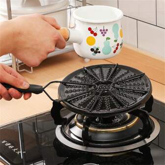 1pc Black, Iron Heat Diffuser Plate Uniform Conduction Heating Plate, Fire Suppressor Gas Stove Stew Ring Glass Cooktop Converter Coffee Milk Seafood Boil