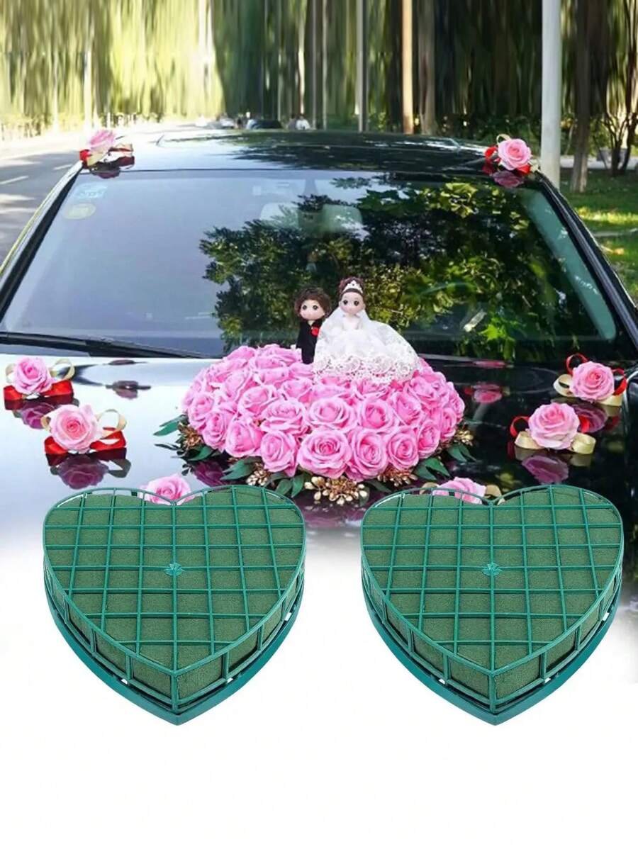 1入新娘泡泥帶吸盤用於婚車裝飾,方形、心形、v形泥板可選 - 愛心 - 查看 1