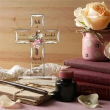 Cruz cristiana de pie acrílico, regalos inspiradores con versículos de la biblia y oraciones. Regalos cristianos con temática de girasol para mujeres, hombres, amigos, mamá, esposa y colegas (Estilo atractivo)