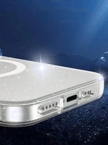 1个透明闪亮防震磁吸个性化手机壳，支持无线充电，兼容Magsafe充电器，兼容 - 白色 - 查看 7