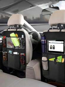 Car Seat Organizer, Car Backseat Storage Organizer, Universal Travel Storage Bag With Cup Holder And Foot Mat - Black - View 2