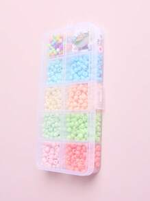 1box 10 Colors Rice Beads Plastic Round Beads Kit For Making Bracelet, Necklace Suitable For Diy, Kids, Women - Green - View 3