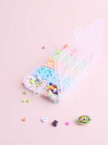 1box 10 Colors Rice Beads Plastic Round Beads Kit For Making Bracelet, Necklace Suitable For Diy, Kids, Women - Green - View 2