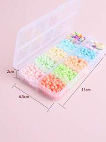 1box 10 Colors Rice Beads Plastic Round Beads Kit For Making Bracelet, Necklace Suitable For Diy, Kids, Women - Green - View 4