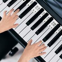 88 Keys Removable Piano Keyboard Note Labels Silicone Piano Keyboard Stickers 88 Key Full Size Silicone Piano Stickers Beginners Keyboard Letters Staff Guide Electronic Piano Accessory - Black Text On White Background - View 5