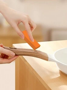1pc Stainless Steel Cleaning Eraser For Removing Scale, Rust And Stains In Household Kitchen - Orange - View 3