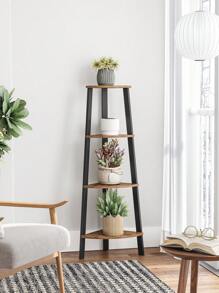 VASAGLE Libreria Angolare a 4 Ripiani, Scaffale ad Angolo, Portaoggetti, Porta Piante per Soggiorno, Stile Industriale, Struttura in Acciaio, Marrone Vintage e Nero