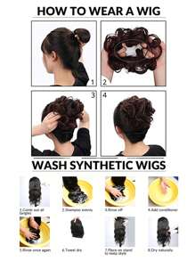 Peças De Cabelo Em Coque Bagunçado Natural Cabelo Ondulado Grande Com Extensões De Scrunchies De Cabelo Sintético Tousled Updo Para Mulheres E Meninas, 1 Oz (8#) - Marrom Claro - Ver 6