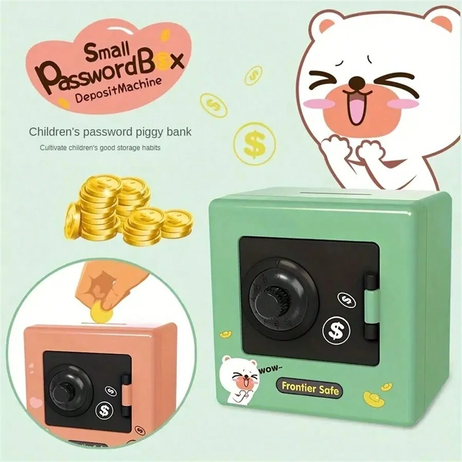 1個新穎迷你青少年密碼存錢盒,模擬密碼箱,適用於青少年存錢,最佳新年節日禮物 - 綠色 - 查看 1