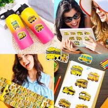 50入組學校巴士貼紙,卡通黃色巴士乙烯基防水貼紙適用於學生男孩女孩,水瓶筆記型電腦行李箱冰箱等大量貼紙 - 彩色 - 查看 6