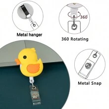 1pc Funny Duck Strawberry Rainbow Egg Smiling Face Badge Reels Retractable Badge Holders,ID Badge Holders Retractable With Clip,Cute Nurse Badge Reel For Student Business Meeting School Office,3.2*1.285inch,School Supplies,Back To School