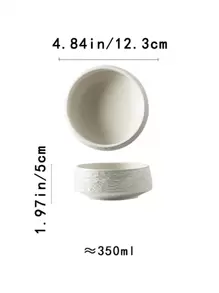 2pcs 11.3cm Matte Stone Pattern Ceramic Rice Bowl, Dessert Bowl, Japanese Style White,Kitchen,Christmas Gift