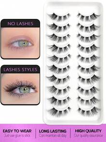 Asiteo 20pcs/Set, Hot Selling, Suitable For Creating Natural And Realistic Cluster False Eyelashes, Short Stem Transparent Lashes With Cartoon Eye Makeup Effect, Suitable For Cartoon Style Eye Makeup - Black - View 2