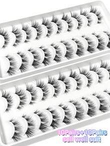 Asiteo 20pcs/Set, Hot Selling, Suitable For Creating Natural And Realistic Cluster False Eyelashes, Short Stem Transparent Lashes With Cartoon Eye Makeup Effect, Suitable For Cartoon Style Eye Makeup - Black - View 3