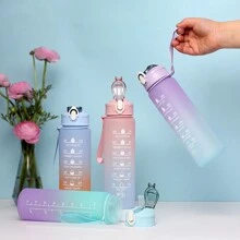 Botella De Agua Portátil Degradada De 900ml Con Tonos De Azul Graduados - Azul - Ver 1