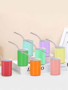 1套6入3oz空白染色不銹鋼直身杯,帶吸管的便攜真空隔熱杯,小酒杯,禮物 - 彩色 - 查看 4