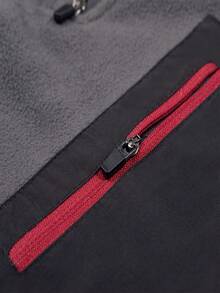 Alpha Camp Chaquetas De Polar Para Exteriores Con Medio Cierre Y Cierre Completo Para Hombre Ropa De Gimnasia Para Hombres - Gris Oscuro - Ver 7