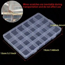 1個24格塑料收納珠寶盒,可調整隔板,適用於珠子、耳環收納的珠寶盒,長方形盒子 - 白色 - 查看 5