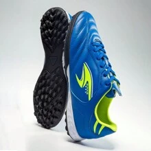 男士高幫專業足球鞋,女士長釘運動鞋,適用於人造草訓練 - 藍色 - 查看 1