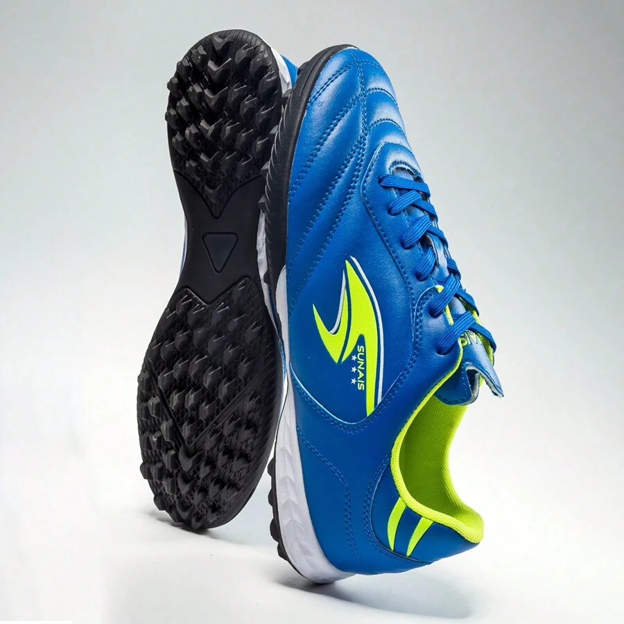 男士高幫專業足球鞋,女士長釘運動鞋,適用於人造草訓練 - 藍色 - 查看 1