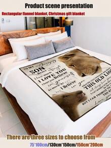 1pc Creative Text Printed Gift Blanket In Flannel Fabric, Other Available Styles, Soft And Warm Cover For Nap, Pet, Travel Or As A Gift From Mom To Son, Suitable For Living Room Sofa, All Seasons - Multicolor - View 5