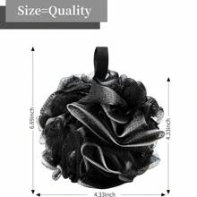 1/2/4pcs Bath Loofah Sponge Back Scrubber Shower Sponge Soft Mesh Exfoliator Pouf Shower Ball Bath Sponges For Women And Men Bath Accessories Home Bathroom Decor Fall Decor Back To School - Black - View 10