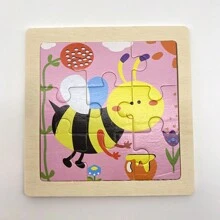 1 件木製拼圖動物認知、教育動物拼圖玩具 - 蜜蜂 - 查看 1