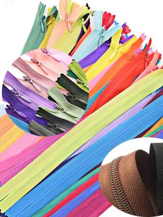10pcs 6 Inch-24 Inch (15cm-60cm) Invisible Zippers Nylon Coil Zippers For Tailors Handcraft Sewing Cloth Accessories