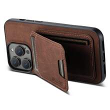 Suteni PU Leather Stand Phone Case Card Holder Wallet Phone Case Compatible With IPhone 16 Pro Max 15 Plus 14 13 12 11 For Galaxy S25 S24 Ultra S23 S22 For Pixel 9 Pro XL 8A 7 /Black/Brown/Blue/Purple/Pink