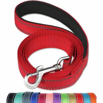 Laisse réfléchissante pour chien - Poignée rembourrée douce pour un dressage et une promenade confortables - Idéal pour les chiens de taille moyenne et petite - Haute visibilité