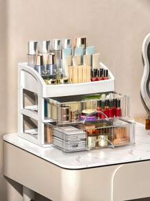 1pc White Cosmetic Storage Box,For Holiday Beach, Bathroom Collection, Bedroom Collection, Large Capacity
