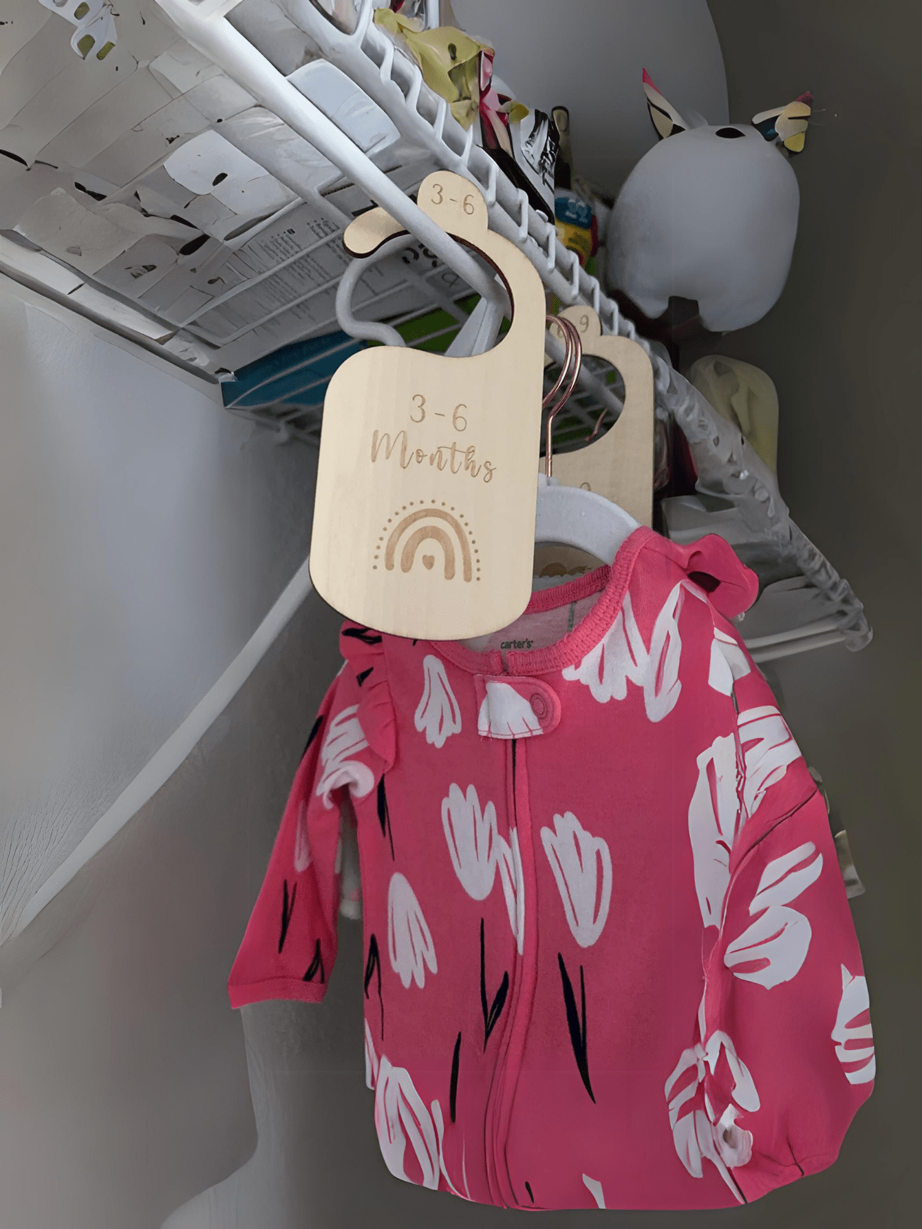 1 Set(7 Pcs) Wooden Baby Closet Size Divider Organizer Hanger Clothing Dividers For Newborn