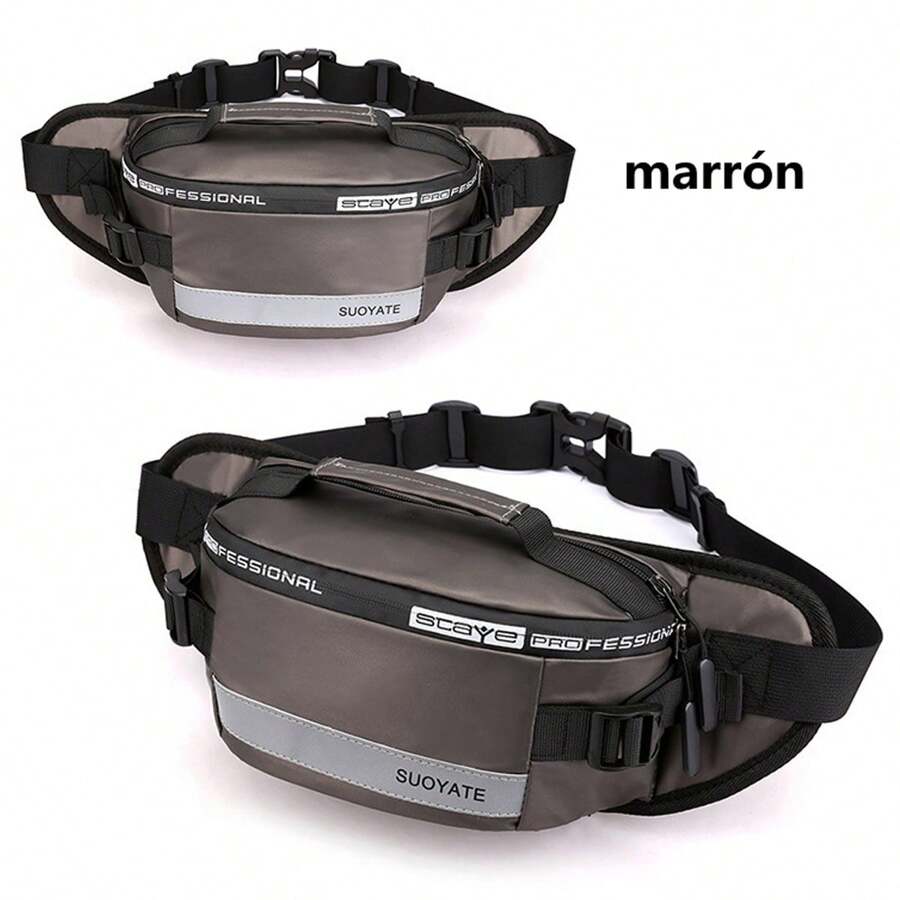 Resistente al agua Cangureras hombre Fitness Riñonera Deportiva Runner Gimnasio - Champán - Ver 1