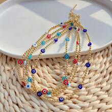 Turkish Evil Eye Beaded Necklace For Women With Personalized Style 18 K. Gold Plated Non-Fading Copper Gold-Plated Bead Clavicle Chain For Women - Apricot - View 8