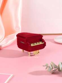 1入組鋼琴造型首飾戒指盒,公主式歐洲風格設計,具有配件,可用於項鍊,耳環,珠寶收納 - 紅色 - 查看 8