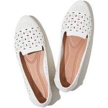 Rominz Women's Flats Shoes Comfortable Black PU Leather Ballet Flats For Women Casual Round Toe Dress Shoes Slip On Shoes Lightweight Foldable - 白色 - 查看 1