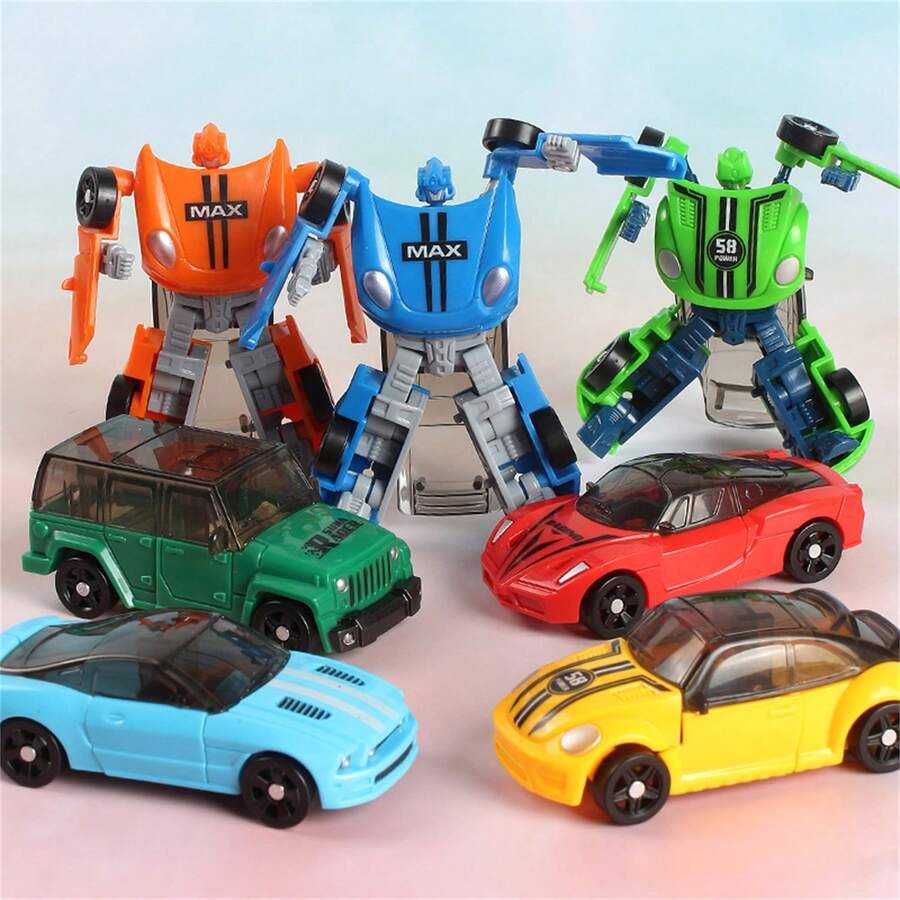 1pc Transformation Toy Autobot Mini Manual Transformation Car Pocket Robot (Random Color) - Multicolor - View 1