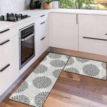 1pc Gray Moroccan Floral Print Kitchen Anti-Slip Floor Mat Long Absorbent Soft Floor Mat Bedroom Living Room Hallway Comfortable Anti-Fatigue Floor Mat Entry Door Mat Home Decoration - StyleB - View 5