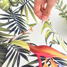 4pcs Modern Tropical Plant Print Removable & Washable Elastic Milk Silk Curved Chair Covers, Suitable For All Seasons - Multicolor - View 3