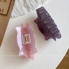 2pcs 2pcs/Set Korean Style Acrylic Cartoon Cat Hair Clip Used As Barrette For Ponytail, Sultry Updo Or Half Up Half Down Hairstyle, Simple And Sweet - Light Pink + Purple - View 3