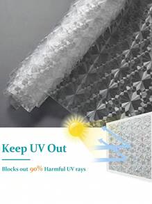 窗戶隱私膜啞光玻璃貼紙：彩虹玻璃浴室膜,鑽石3d靜電棱柱不透明古董霧面裝飾門套 - 彩色 - 查看 3