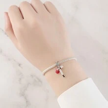 PANPOKI 1 件 925 纯银运动趣味球我爱排球吊坠原创手链项链 DIY 珠宝适合生日礼物女性礼物