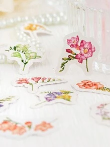 1包（45片）花卉拼貼迷你貼紙,適用於手帳及信封封口裝飾 - 藕粉色 - 查看 4