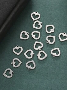 5pcs/Set Stainless Steel Heart Shaped Pendant For Necklace, Earrings, Hat, Brooch Making, Valentine's Day Gifts Diy Crafts